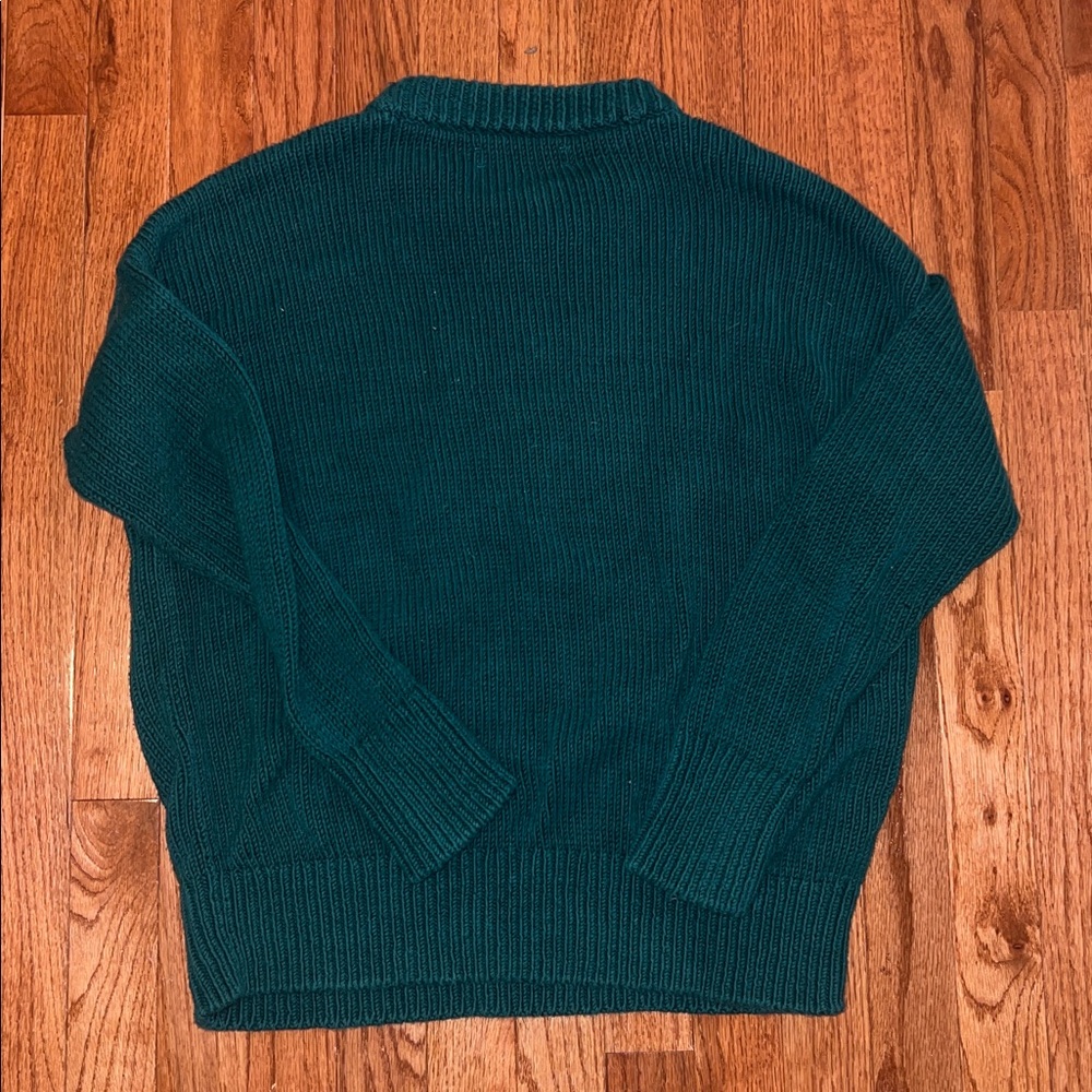 LOFT Emerald Green Rib Trim Crewneck Sweater Women’s Size Small - Picture 6 of 6